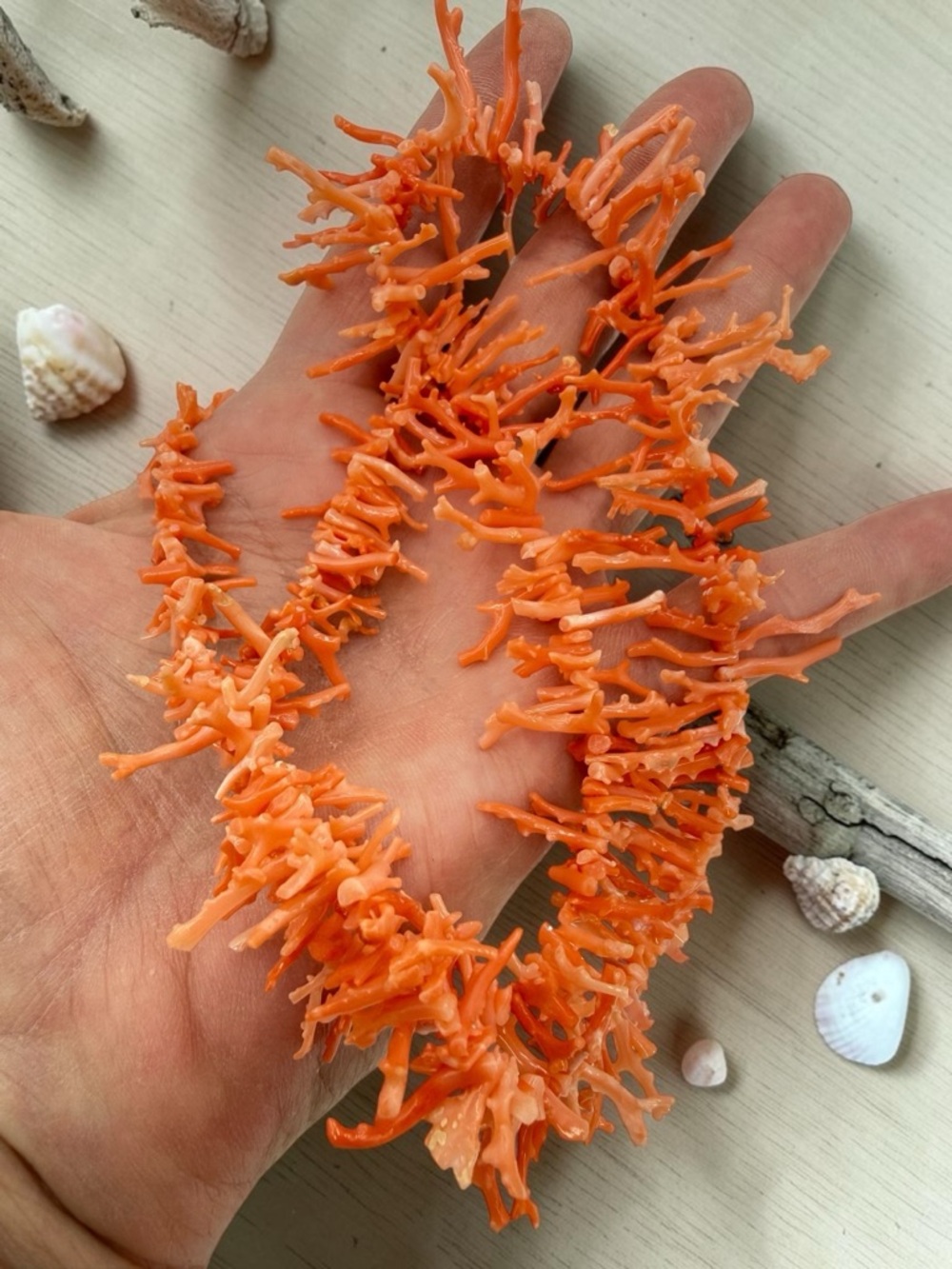 Vintage Angel Skin Branch Coral Necklace 22” Salmon Gold Hidden Clasp Boho Lux - Picture 10 of 17